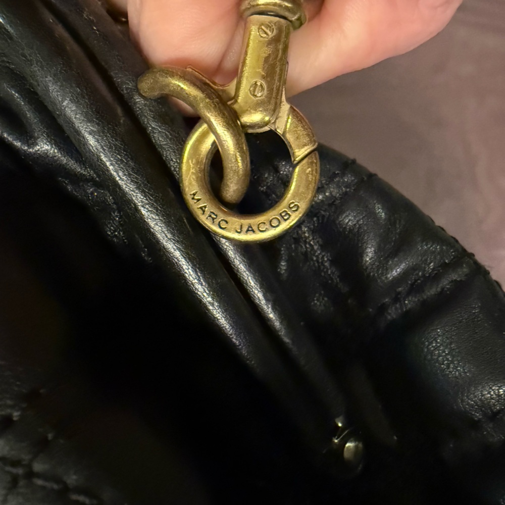 Marc Jacobs Black Leather Quilted Large Stam bag w/ Snakeskin MSRP$1,495 dustbag - Picture 8 of 13